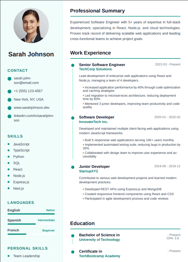 Two-Column Modern template preview