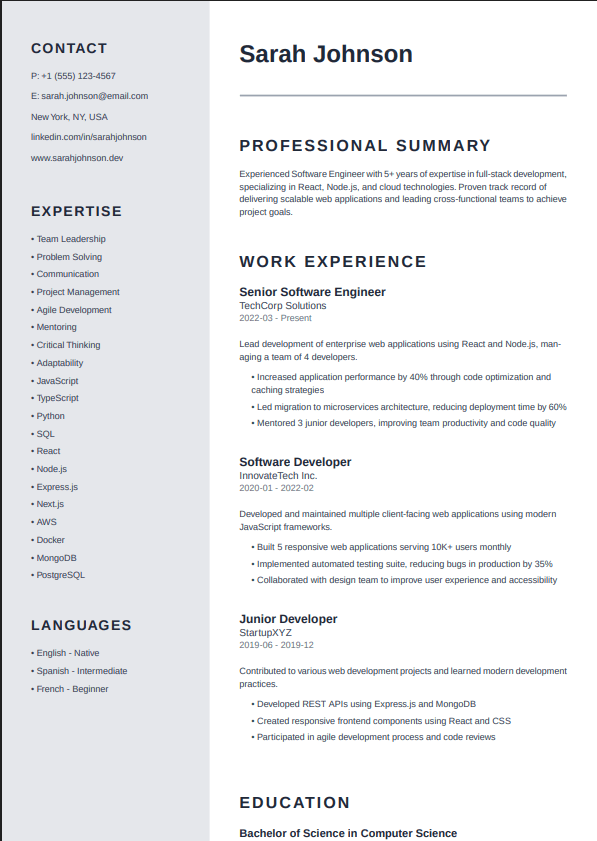 Professional Gray template preview