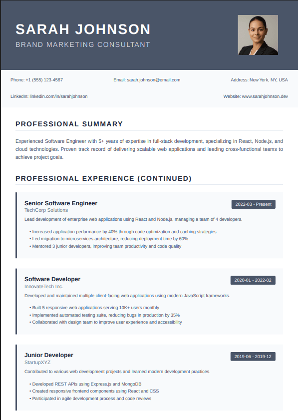 Executive Blue template preview