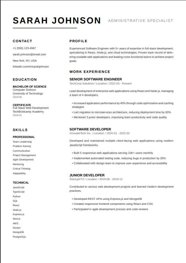 Clean Professional template preview